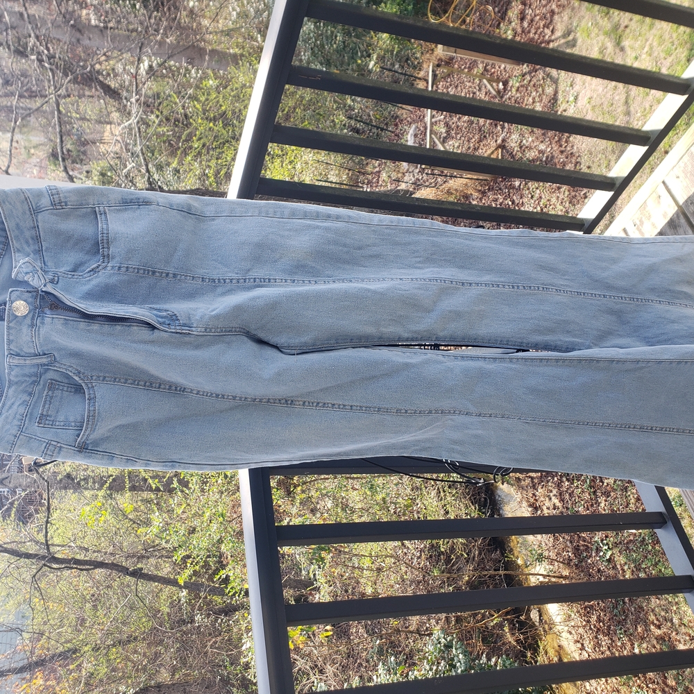 SHEIN Blue Flare Wide Leg Jeans